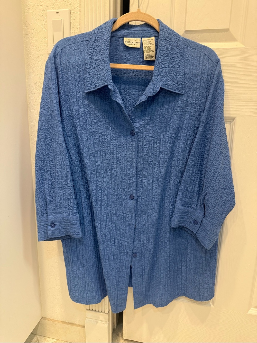 White Stag Blue Textured Relaxed Button-Down Shirt